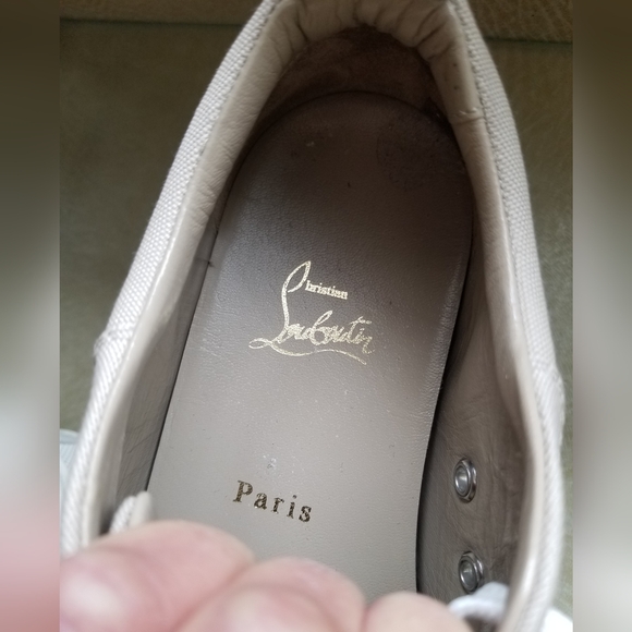 Christian Louboutin Beige Canvas Low Top Sneakers Auth Cert Sz 39.5 - Picture 7 of 12
